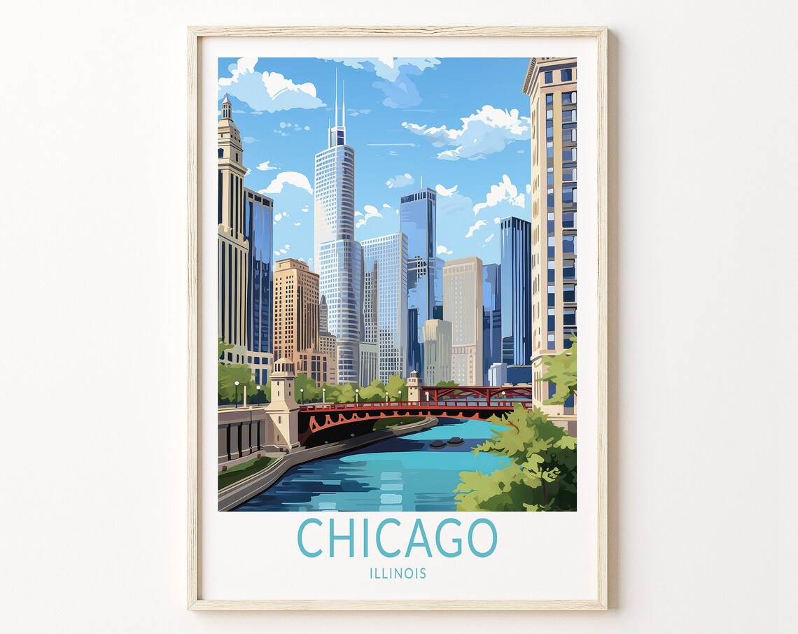 Chicago Travel Poster, Chicago Illinois Art Print
