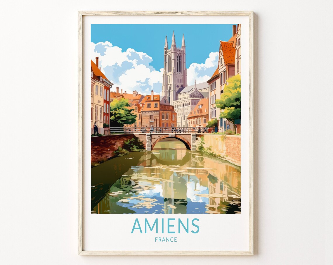 Amiens France Travel Poster, City Wall Art Print