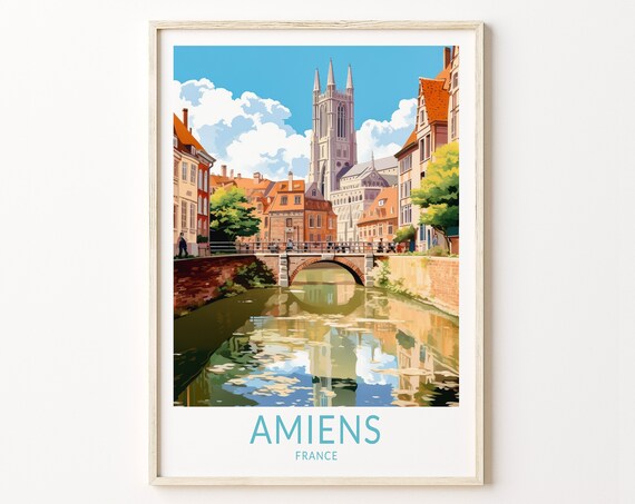 Amiens France Travel Poster, City Wall Art Print