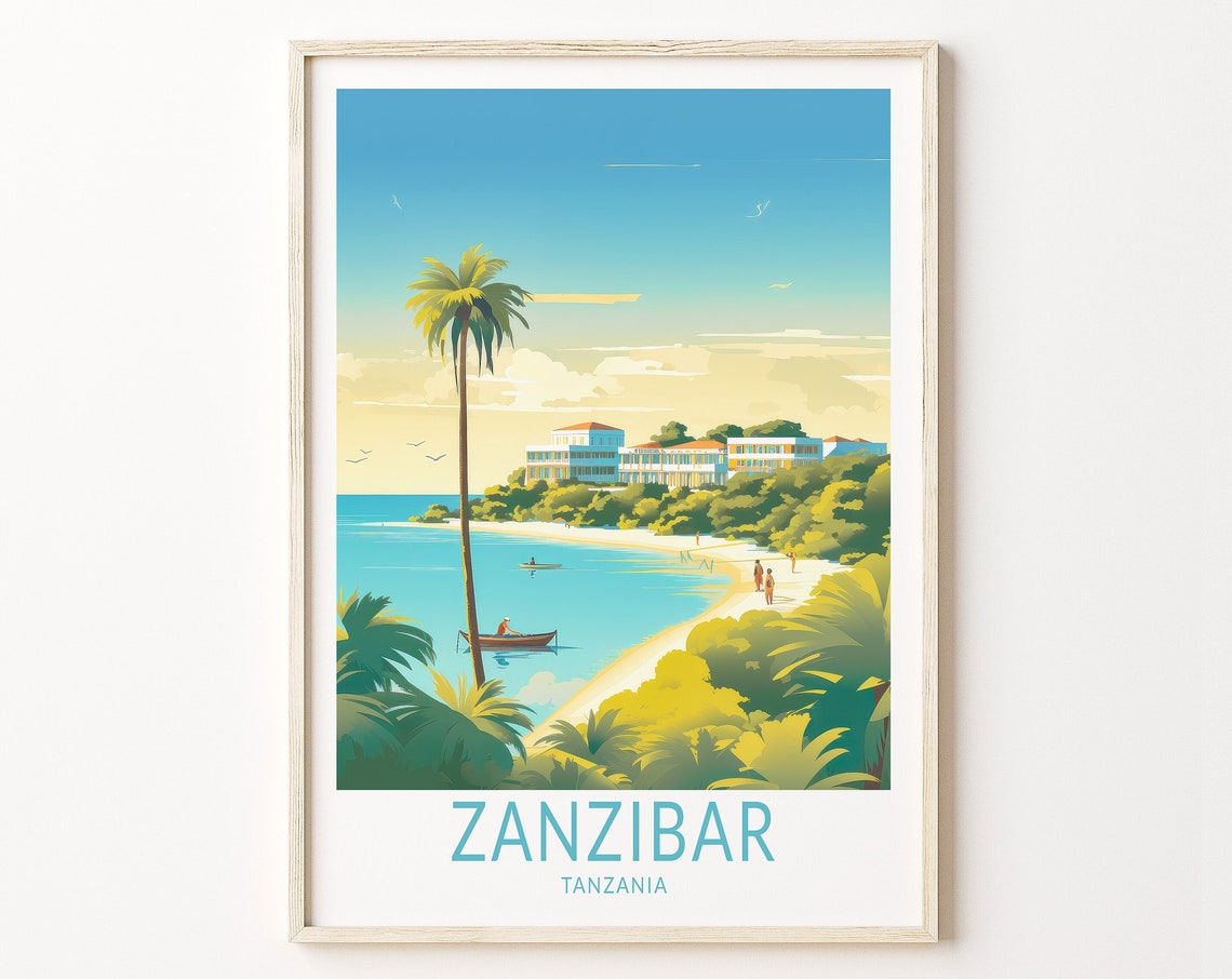 Zanzibar Travel Poster Zanzibar Tanzanian Travel Wall Decor Zanzibar Coast Wall Art Birthday Travel Gifts Personalized Traveler Poster