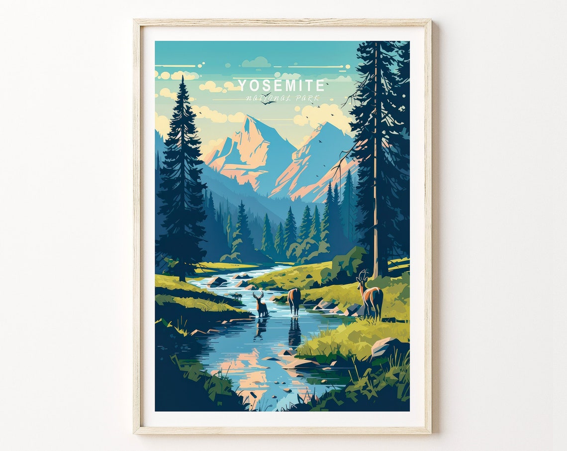 Yosemite Travel Poster California Yosemite Poster Print Yosemite National Park Wall Art Yosemite California Travel Poster Gifts