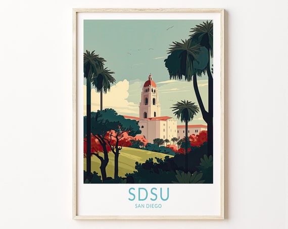 San Diego State University Campus Wall Art Poster