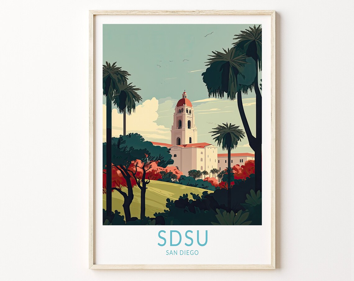 San Diego State University Campus Wall Art Poster