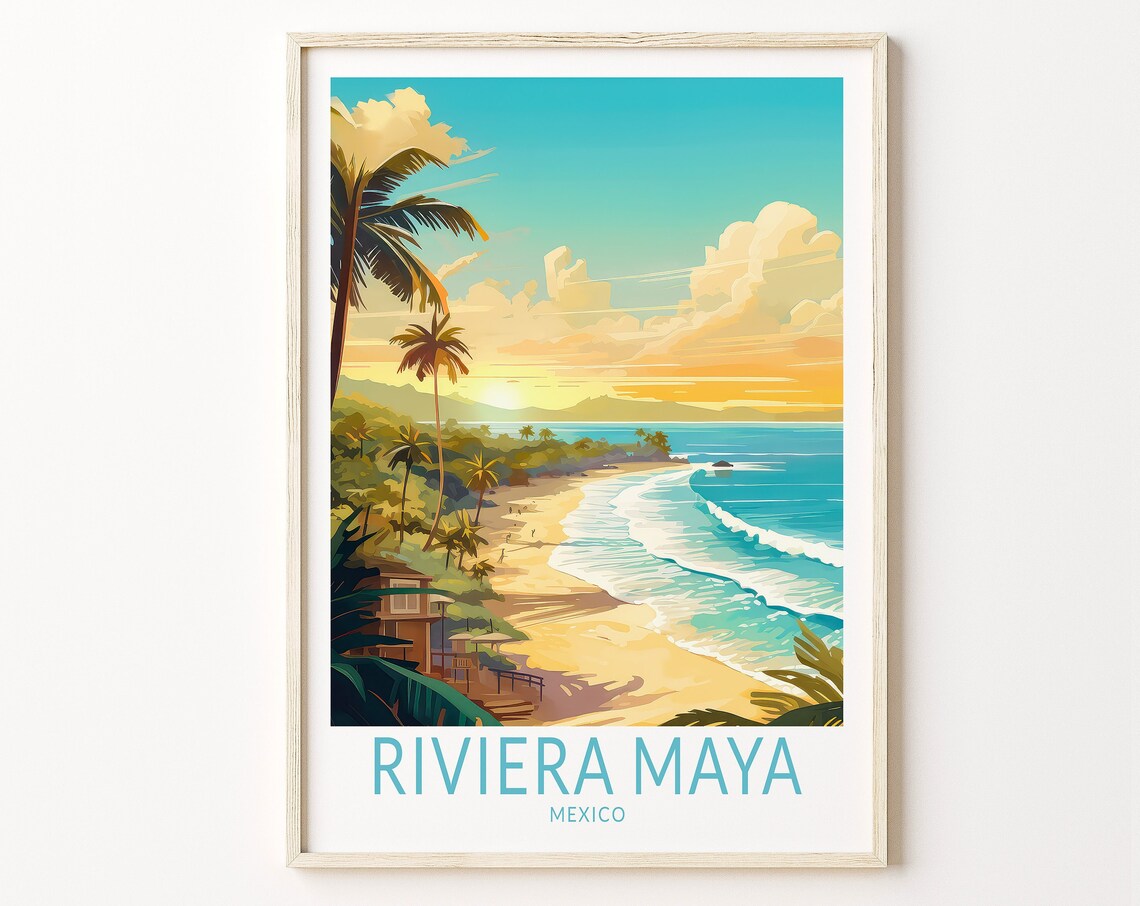 Riviera Maya Travel Poster Print, Mexico Wall Art