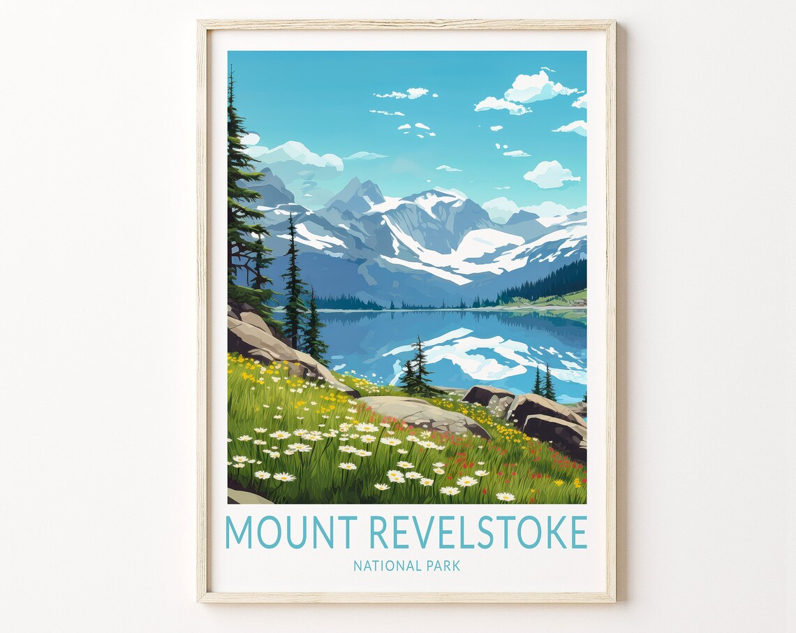 Mount Revelstoke Wildflower Meadow Alpine Lake Summer Art Poster