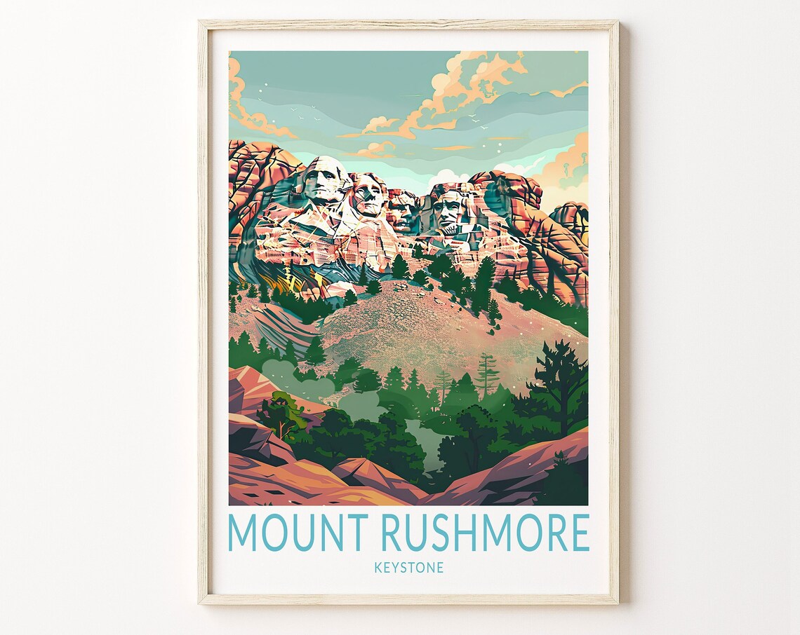 Mount Rushmore Travel Poster, National Memorial