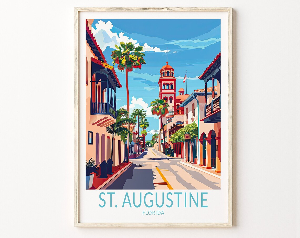 St. Augustine Florida Historic Old Town Street Travel Poster