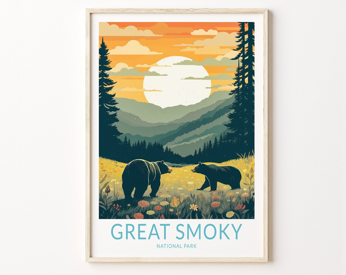 Great Smoky National Park Travel Poster, Park Art Print