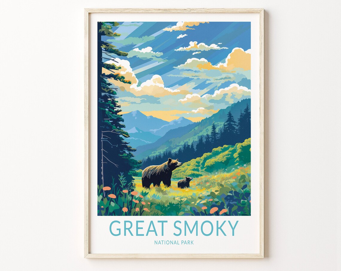Great Smoky National Park Travel Poster, Gift