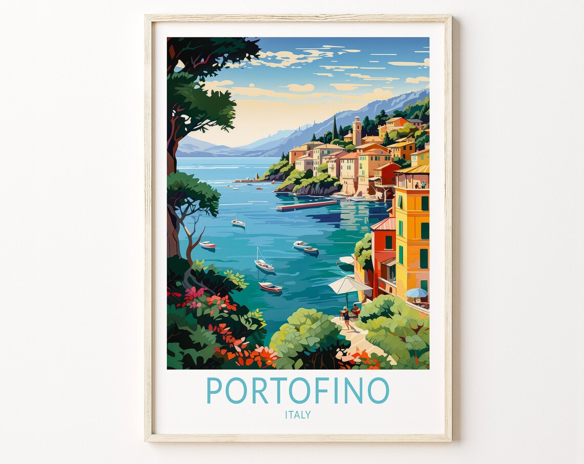 Portofino Italy Travel Poster, Amalfi Coast Wall Decor
