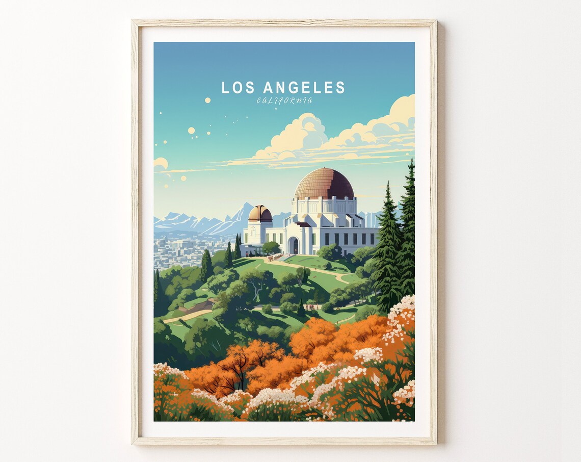 Los Angeles Griffith Observatory Travel Poster Art Print