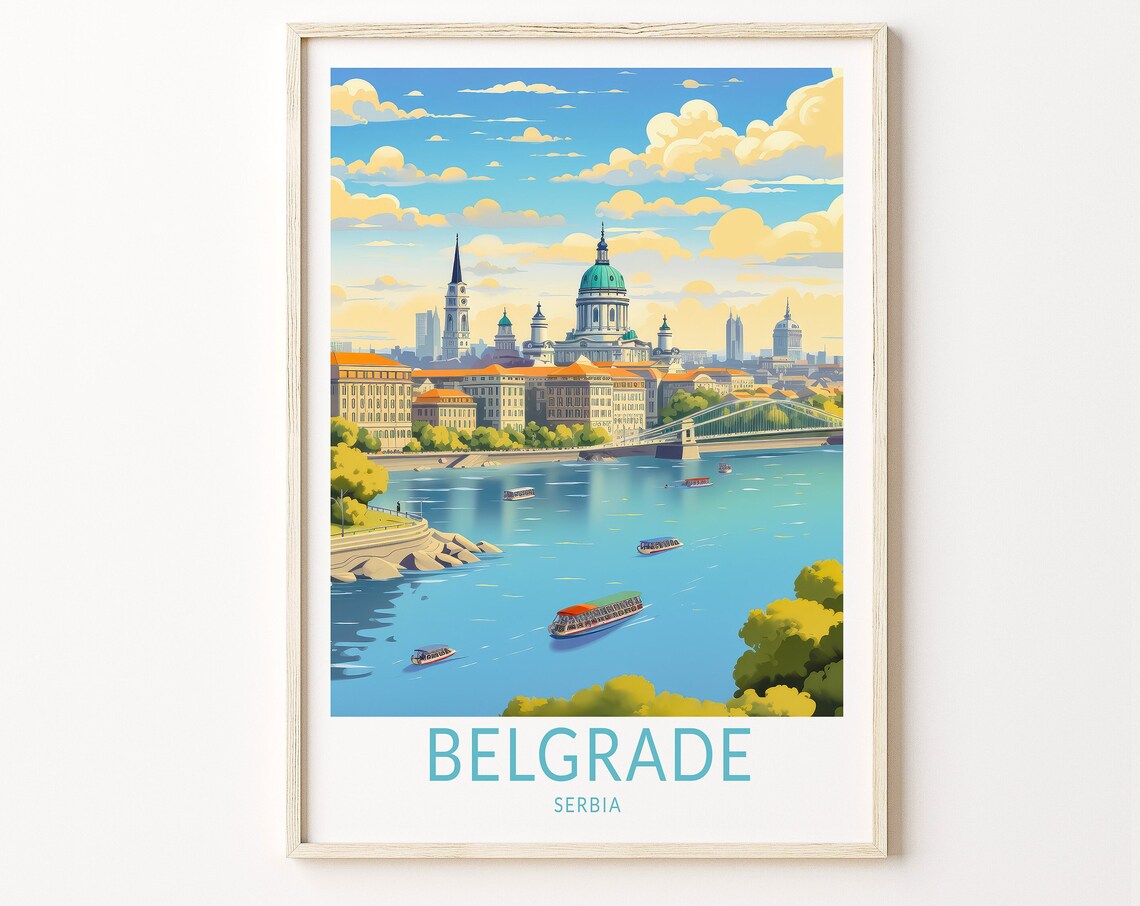Belgrade Serbia Travel Poster, Europe City Print