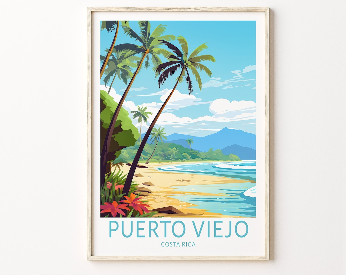 Puerto Viejo Costa Rica Travel Poster, Travel Art Print