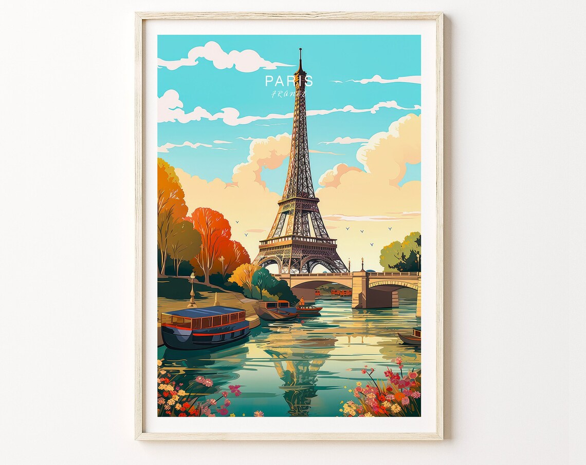 Paris France Travel Poster Wall Art Eiffel Tower Paris France Travel Poster Europe Travel Poster Eiffel Tower Poster
