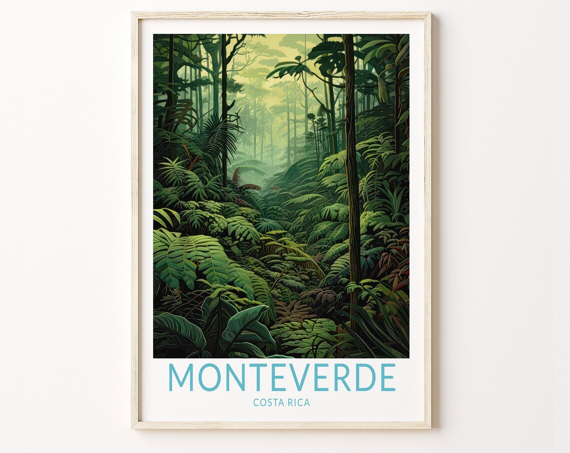 Monteverde Costa Rica Travel Poster, Wall Art Print