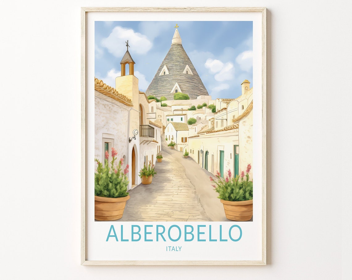 Alberobello Italy Travel Print Alberobello Travel Art Wall Decor Wall Art City Travel Poster Gifts Italy Poster Italy Travel Print