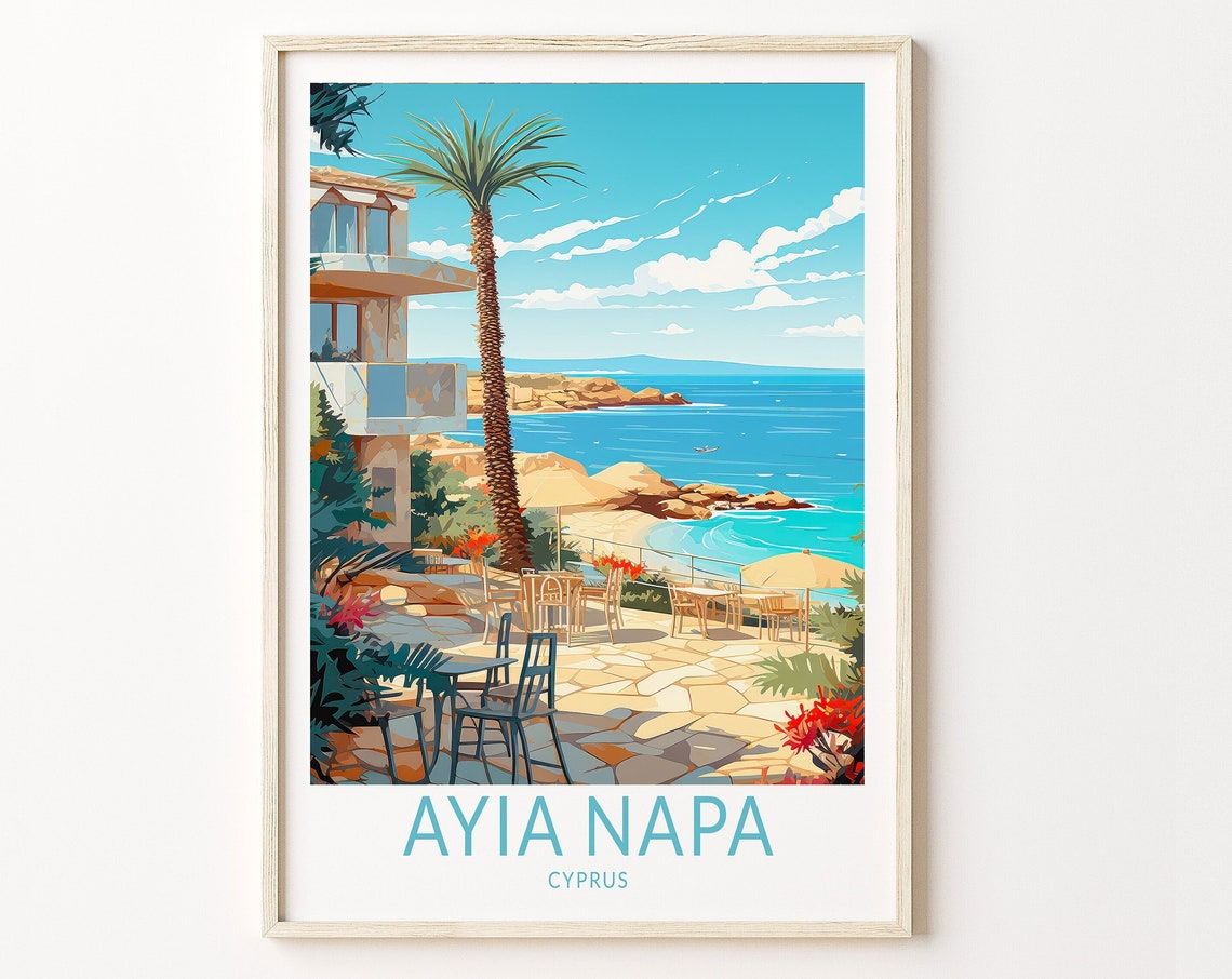 Ayia Napa Cyprus Travel Poster Ayia Napa Cyprus Travel Art Poster Home Decor Wall Art City Travel Print Travel Illustrations