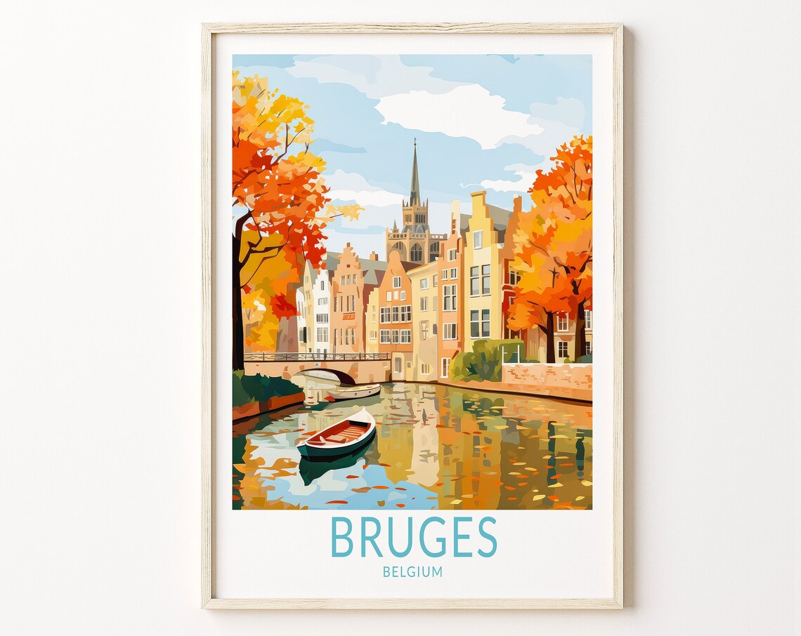 Bruges Belgium Vintage Travel Poster, Europe