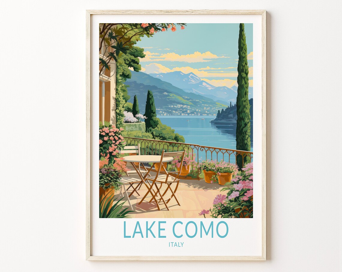 Lake Como Minimalist Travel Poster, Italy Art Print