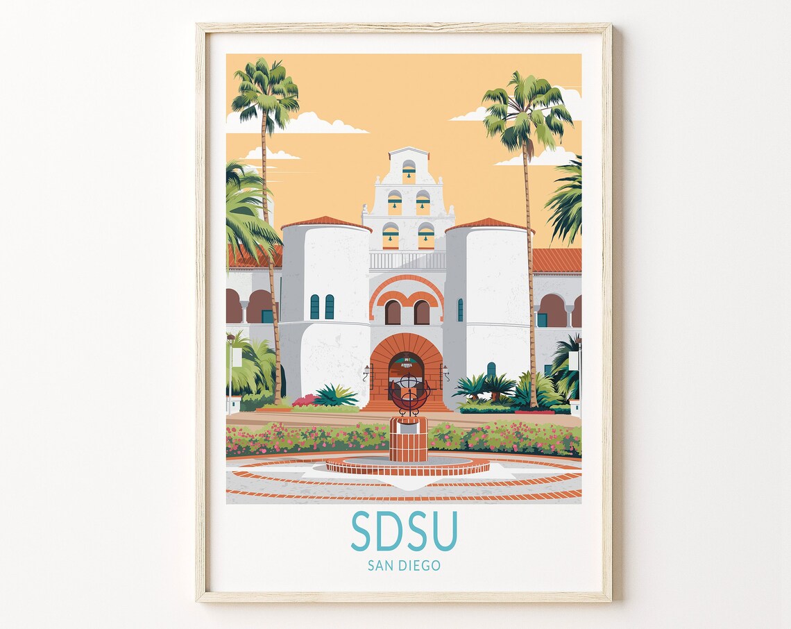 San Diego State University Travel Poster, Campus Art Print