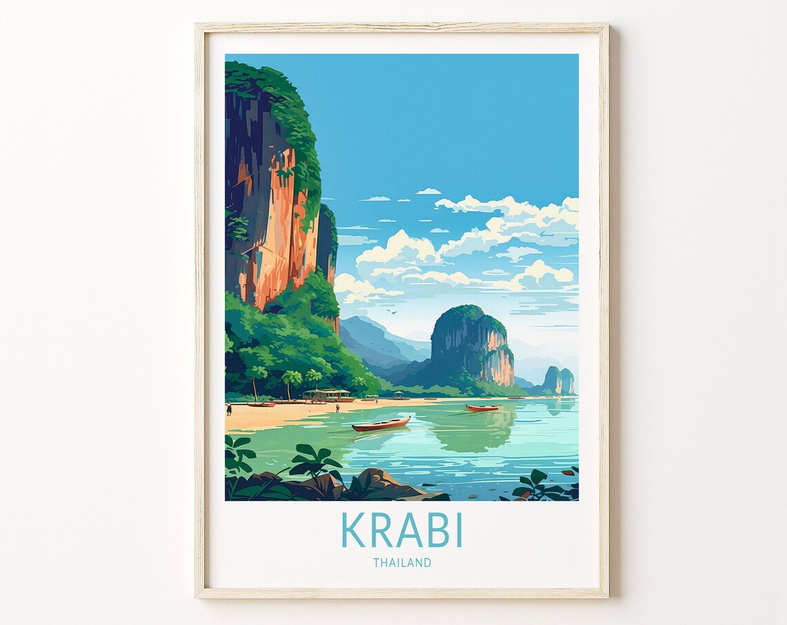Krabi Thailand Travel Poster, Honeymoon Destination