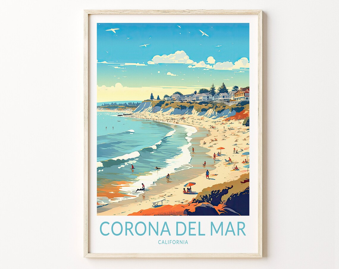 Corona Del Mar California Travel Poster, Newport Beach