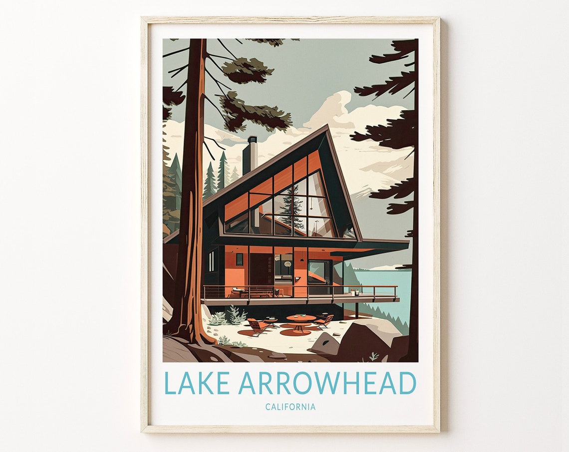 Lake Arrowhead Print Wall Art Lake Arrowhead Poster Lake Wall Art Travel Print Poster Travel Gift California Travel Poster