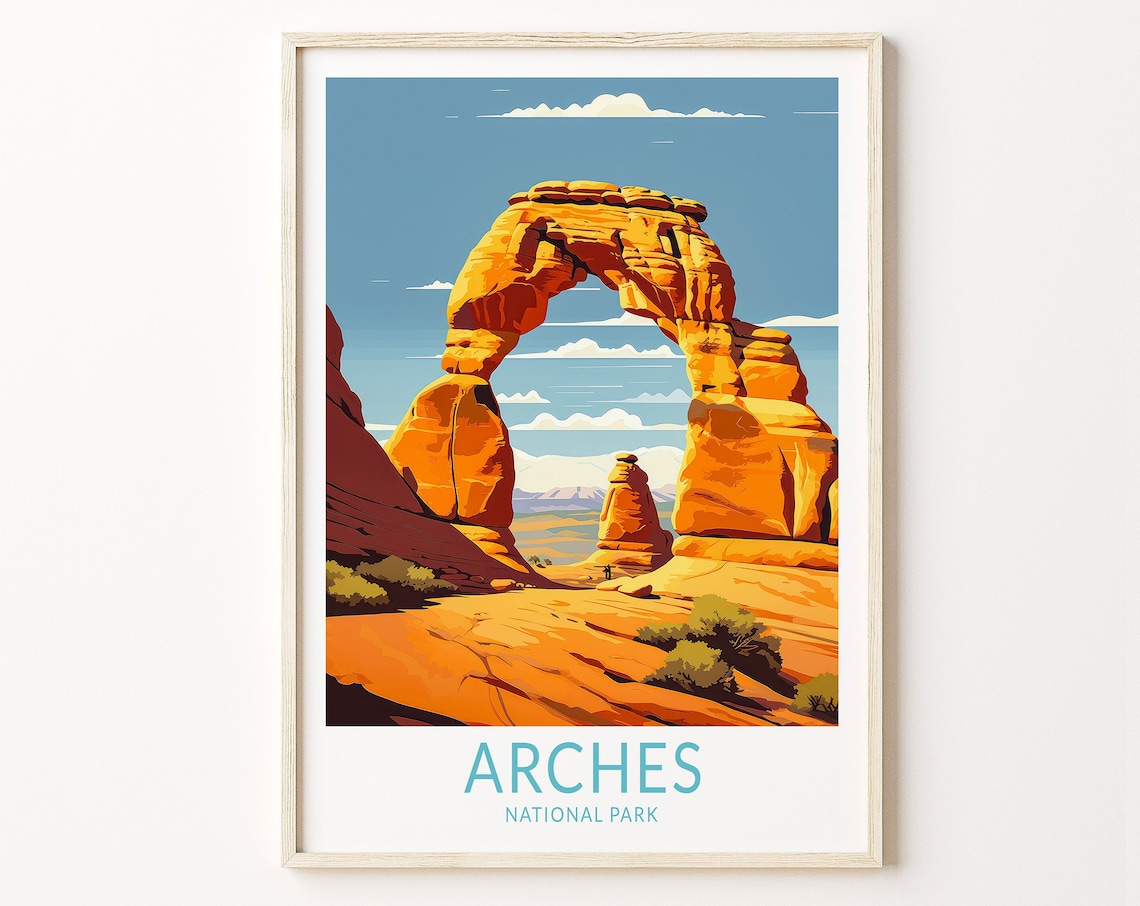 Arches National Park Travel Poster, Utah Landscape