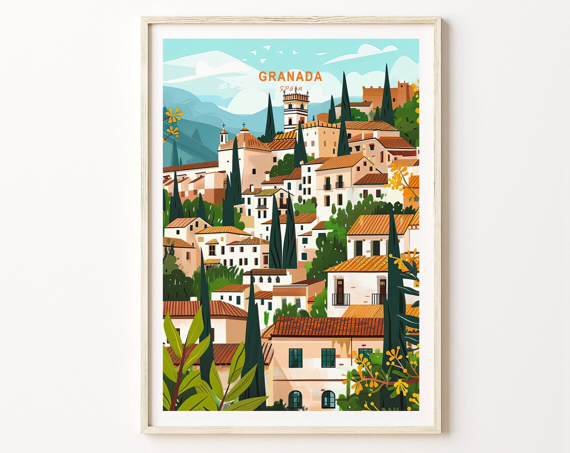 Granada Travel Poster, European City Travel Poster