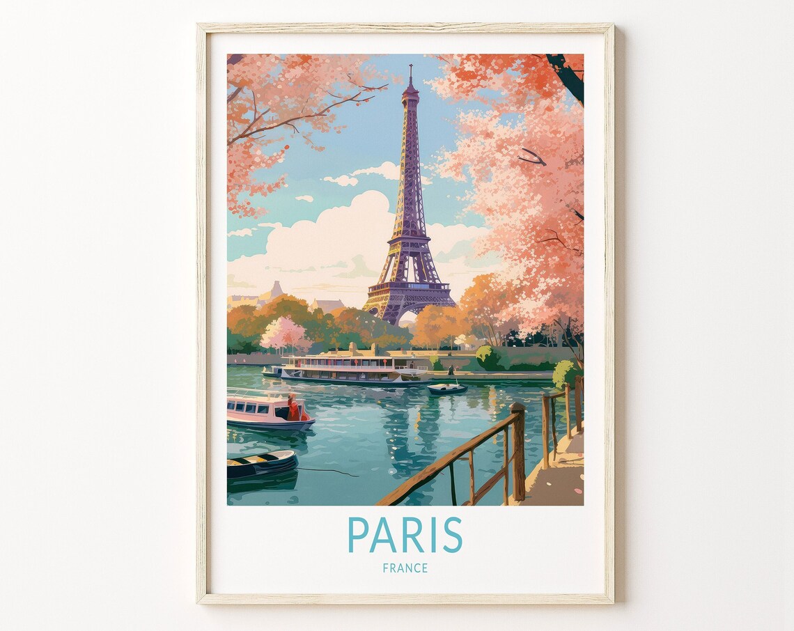 Paris Travel Print, Eiffel Tower Europe Poster