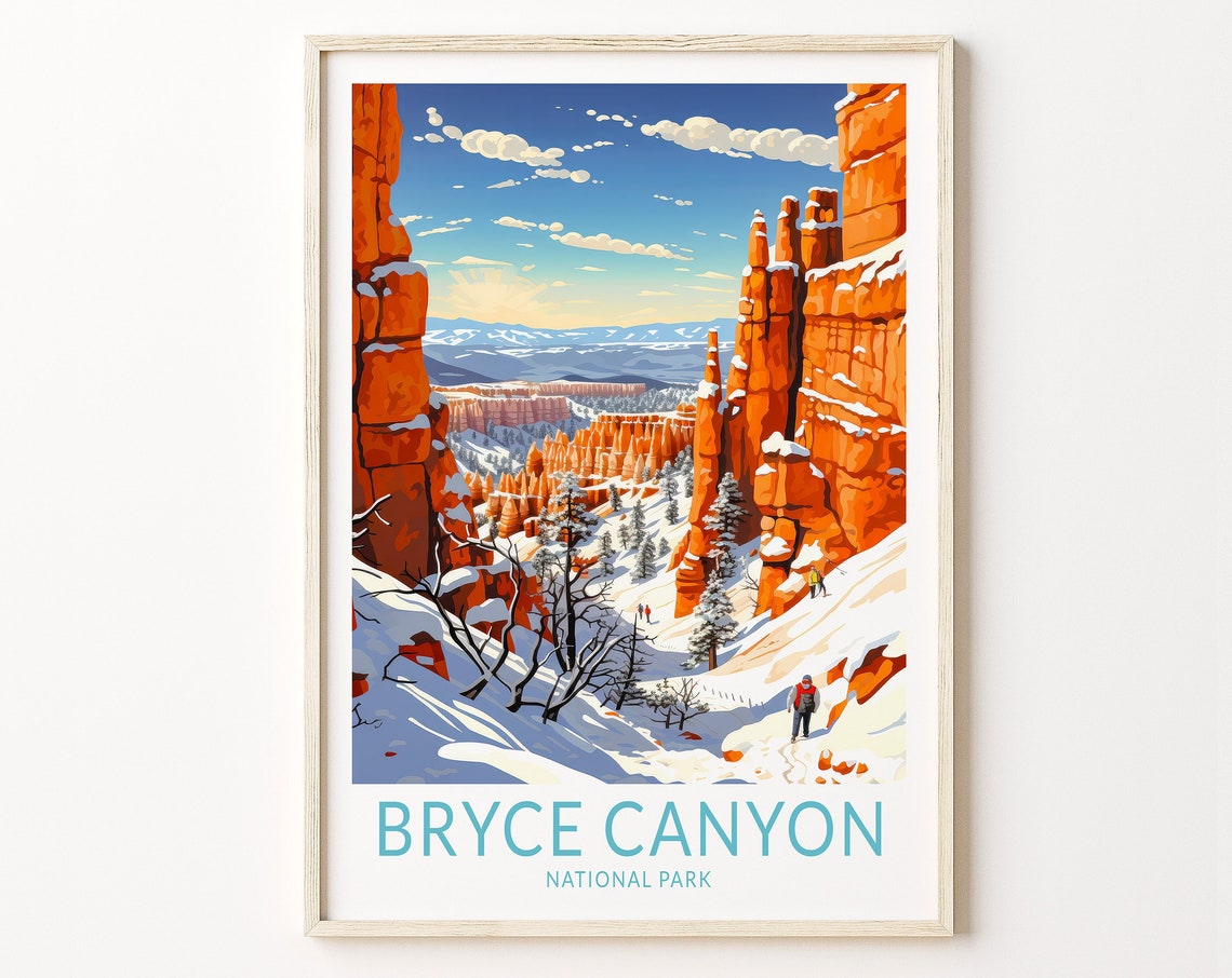 Bryce Canyon National Park Snowy Winter Canyon Travel Poster