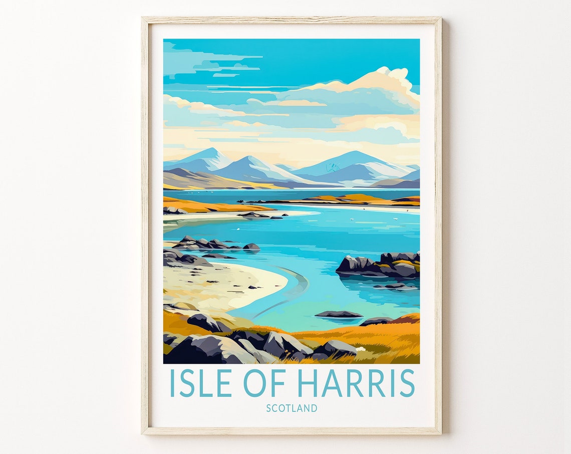 Isle Of Harris Travel Poster Isle Of Harris Scotland Poster Print Isle Of Harris Island Wall Art Scotland Travel Gifts