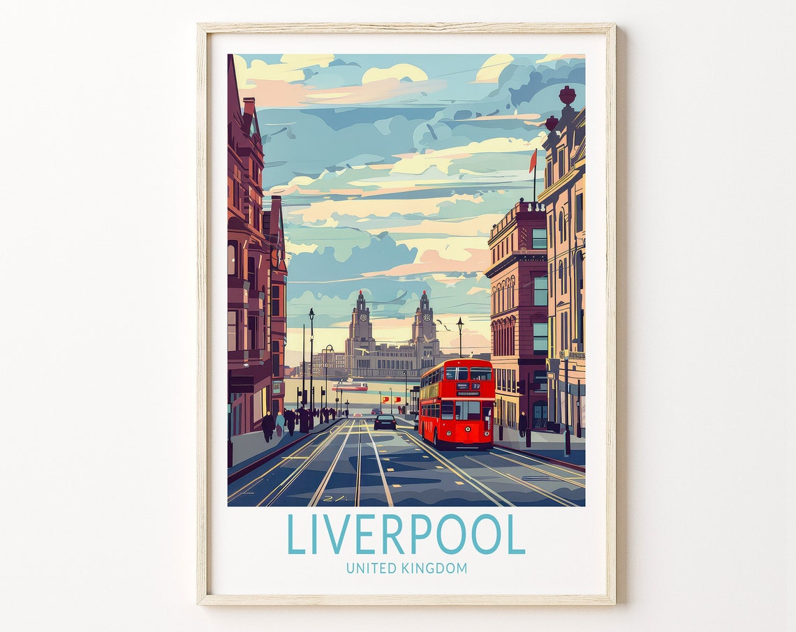 Liverpool Travel Print Liverpool England Travel Poster Liverpool City Print United Kingdom Wall Art Travel Prints Birthday Present