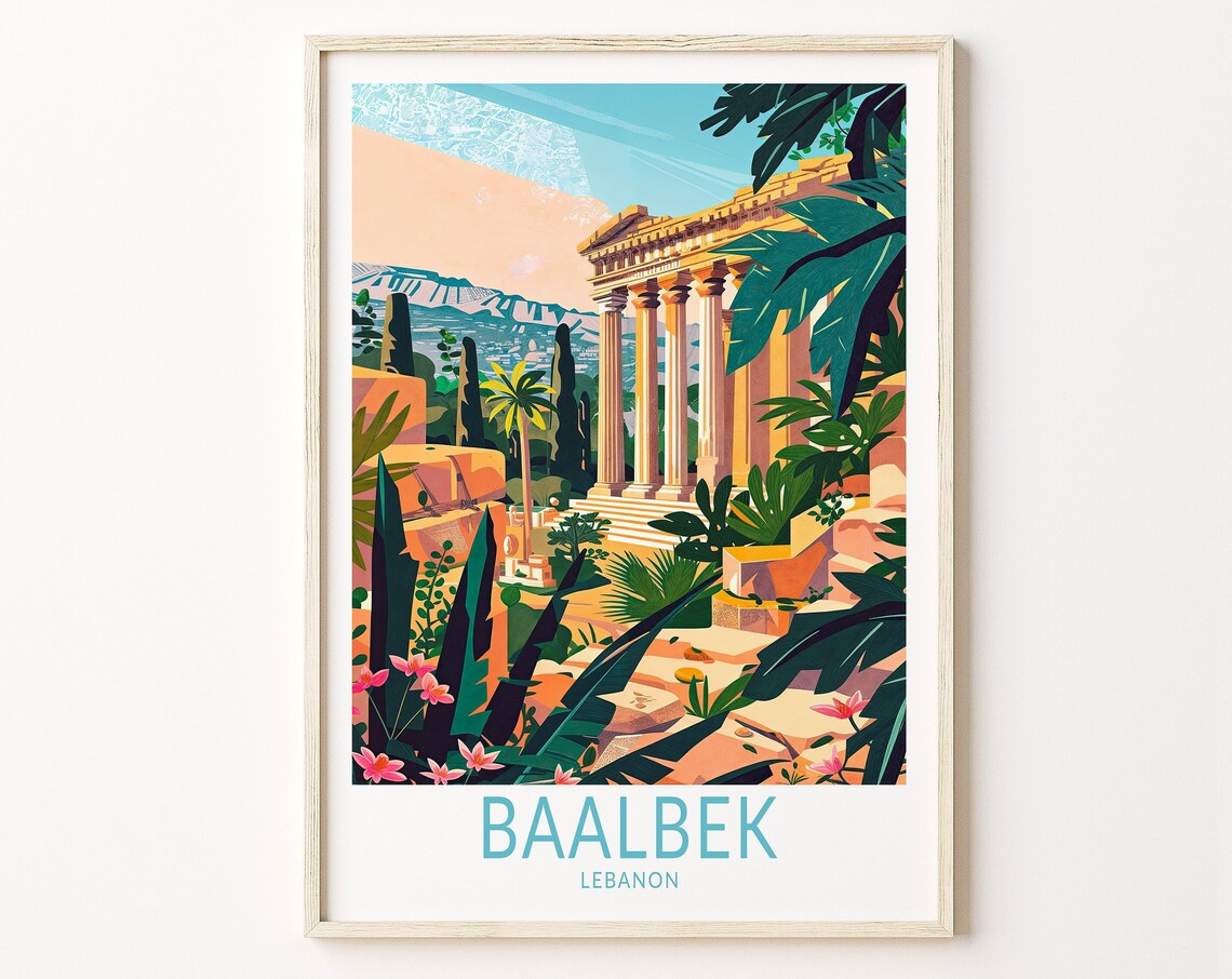 Baalbek Travel Poster, Temple Of Bacchus Wall Decor