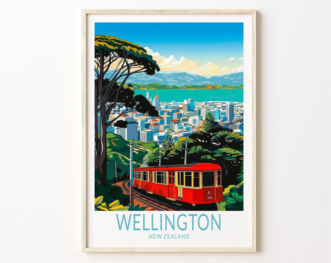 Wellington Travel Poster, New Zealand City Print