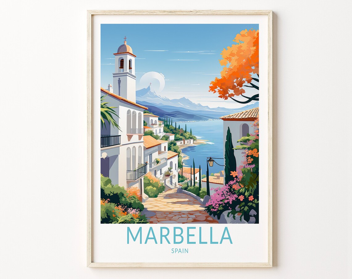 Marbella Spain Travel Poster, Spain Wall Art Print