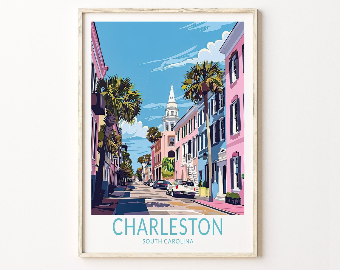 Charleston South Carolina Travel Poster, Personalized Present