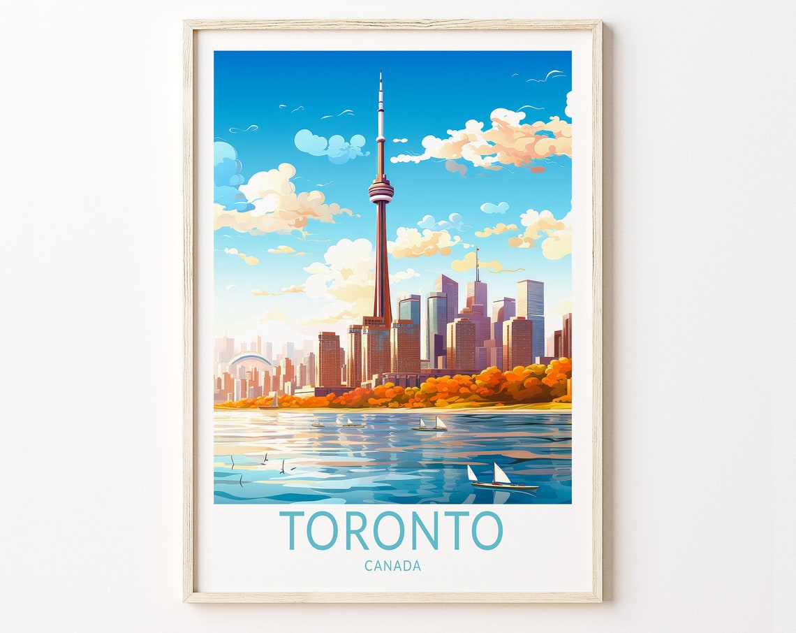 Toronto Canada CN Tower Skyline Lake Ontario Harbor Travel Poster