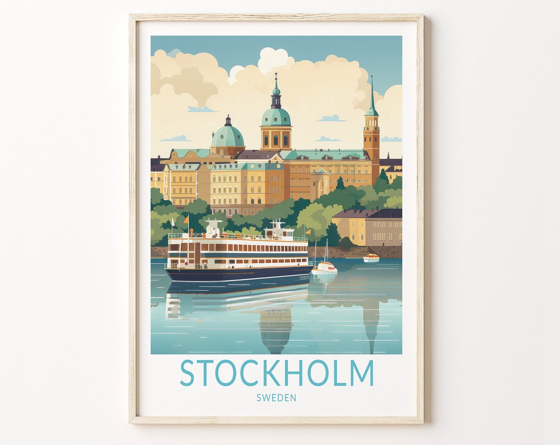 Stockholm Sweden Travel Poster Stockholm City Poster Print Sweden Wall Art Sweden Stockholm Trendy Travel Wall Decor Stockholm Sweden