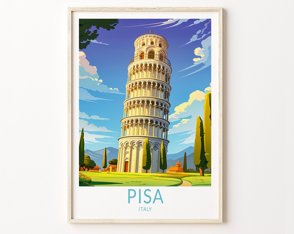 Pisa Italy Travel Poster, City Travel Art Print