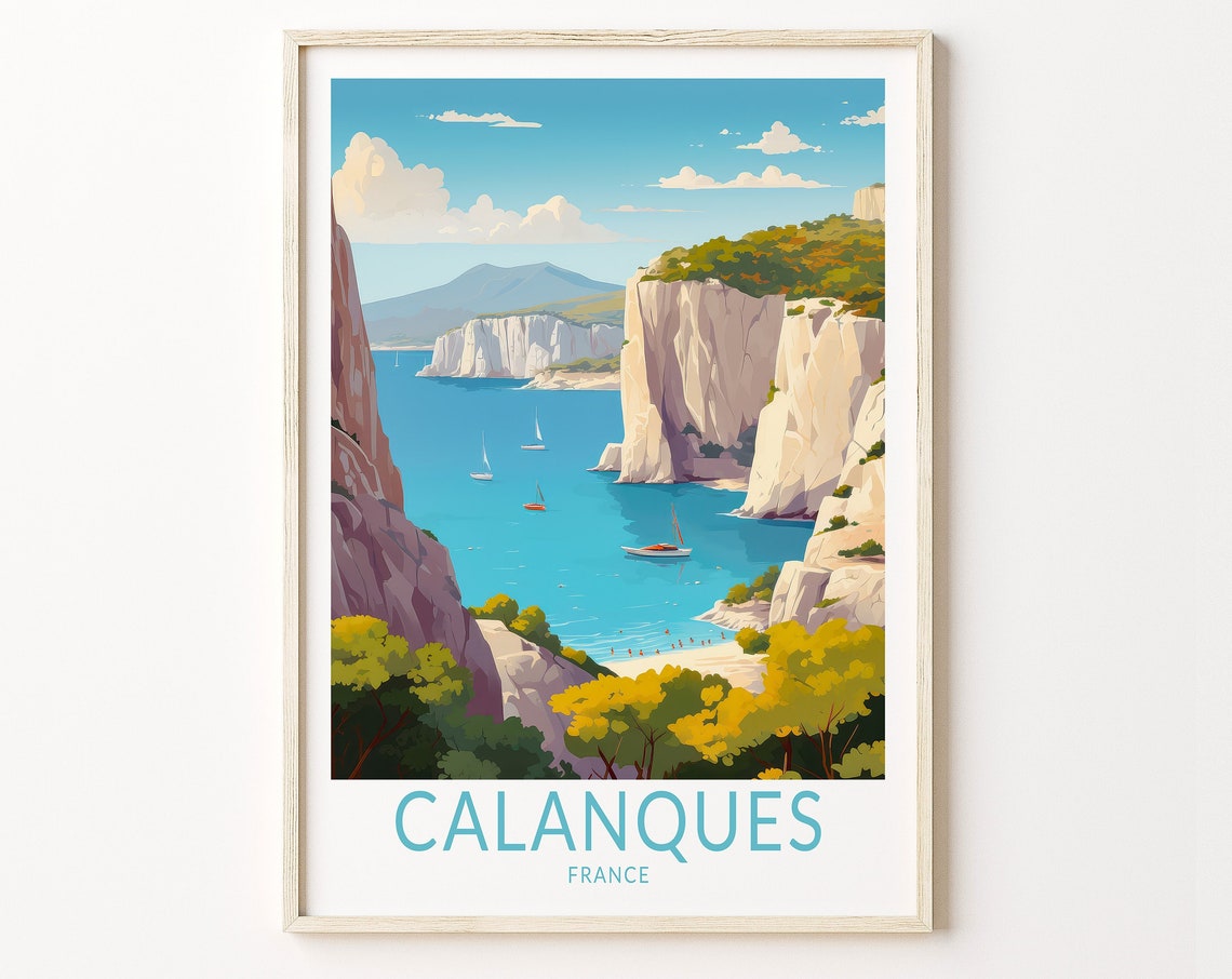 Calanques France Coastal Travel Print Calanques French Riviera Travel Art Wall Decor Calanques Coast Travel Poster Gifts
