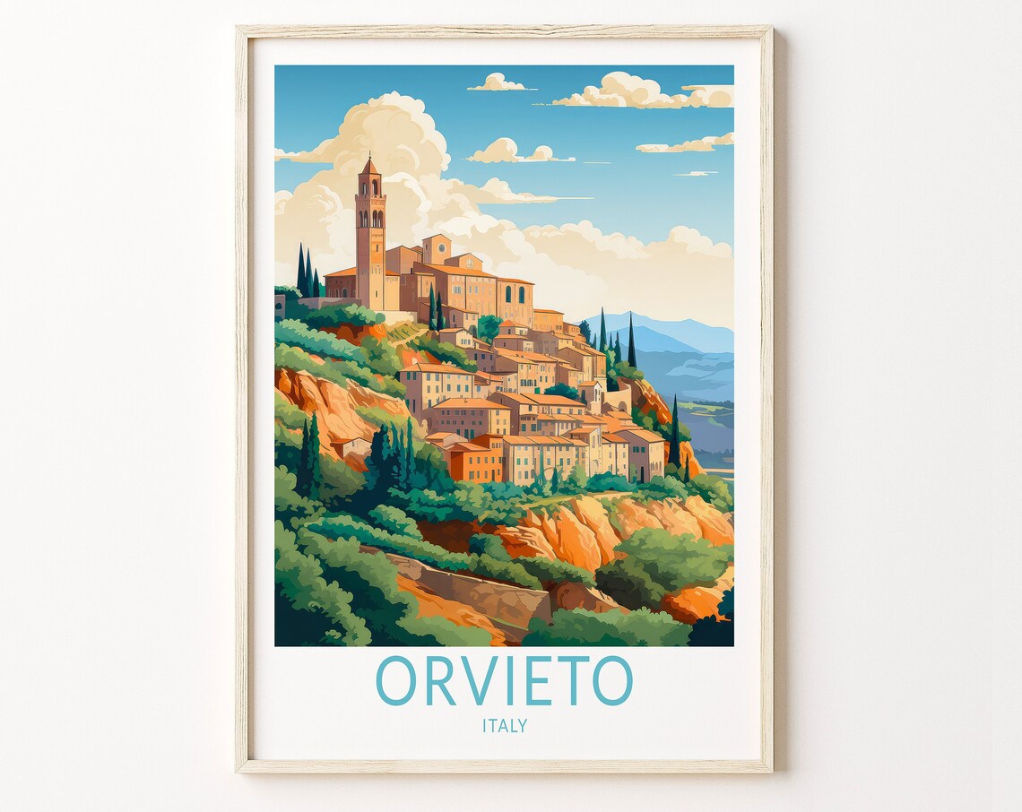 Orvieto Italy Travel Poster, Tuscany Wall Art
