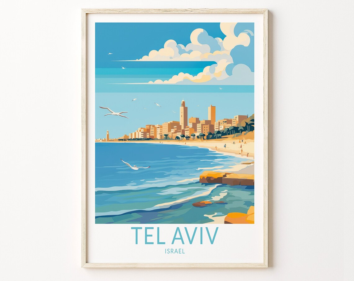 Tel Aviv Coastal Travel Poster, Coastal Wall Art