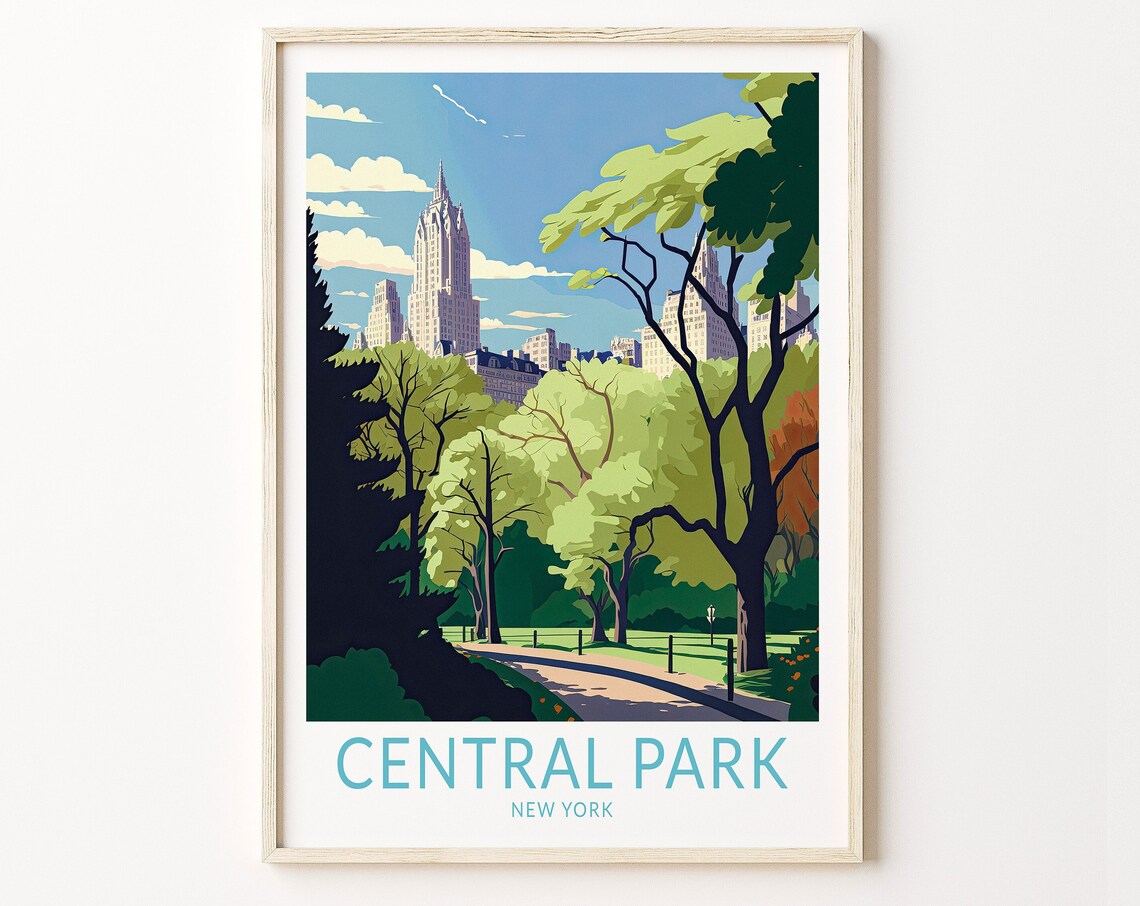 Central Park New York Trees And Manhattan Skyline Travel Poster