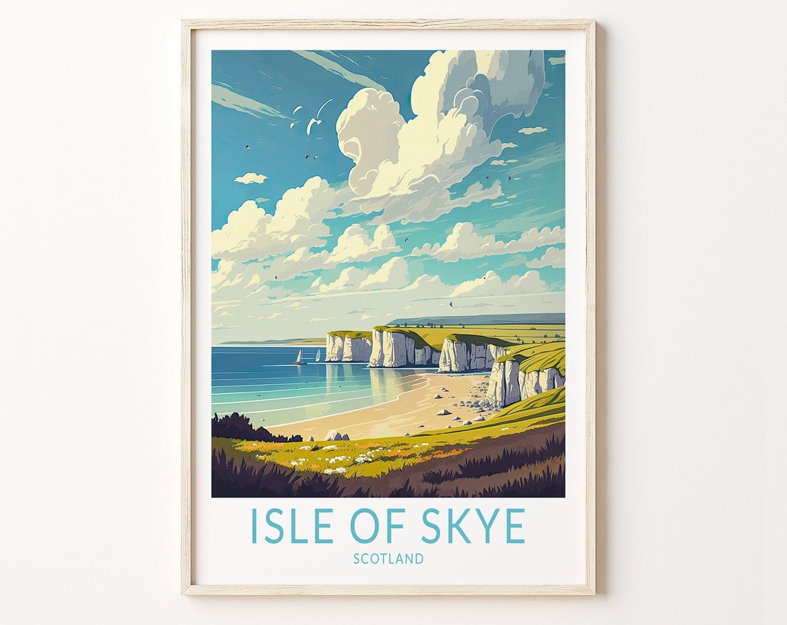 Isle of Skye Scotland Dramatic Coast Cliffs Travel Art Poster