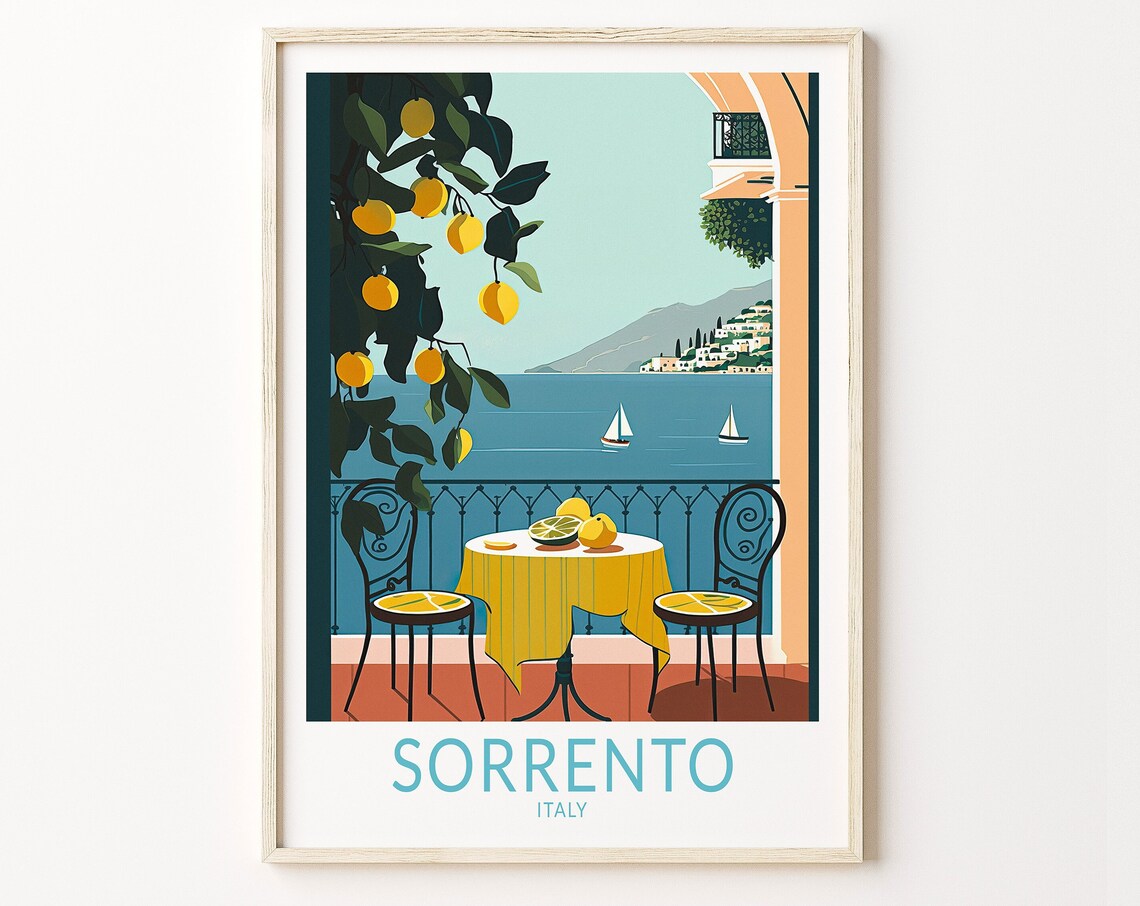Sorrento Italy Lemons Travel Poster, Europe