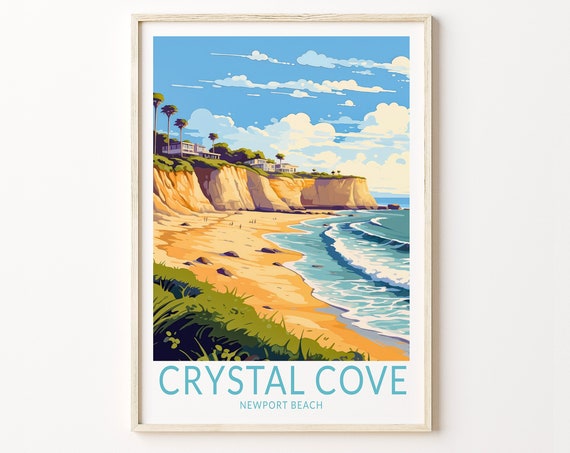Crystal Cove California Travel Poster, Newport Beach