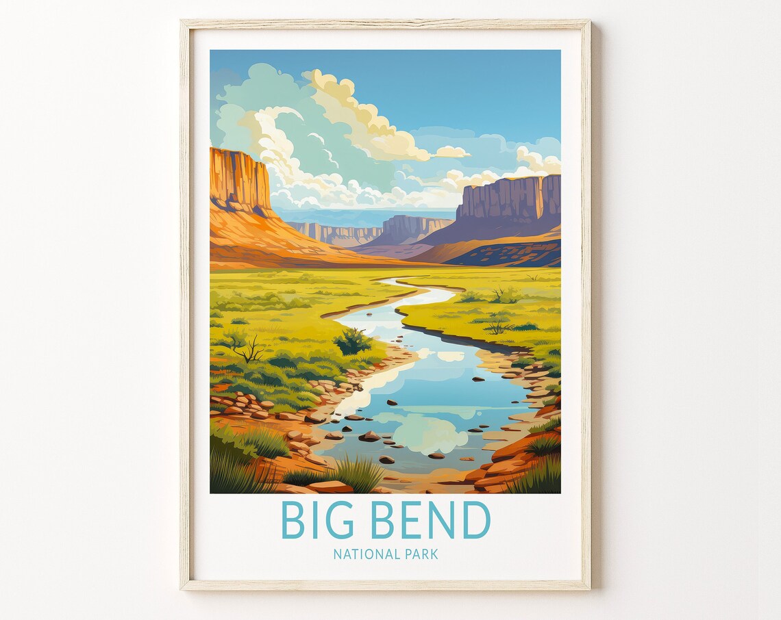 Big Bend National Park Texas Desert River Canyon Travel Poster