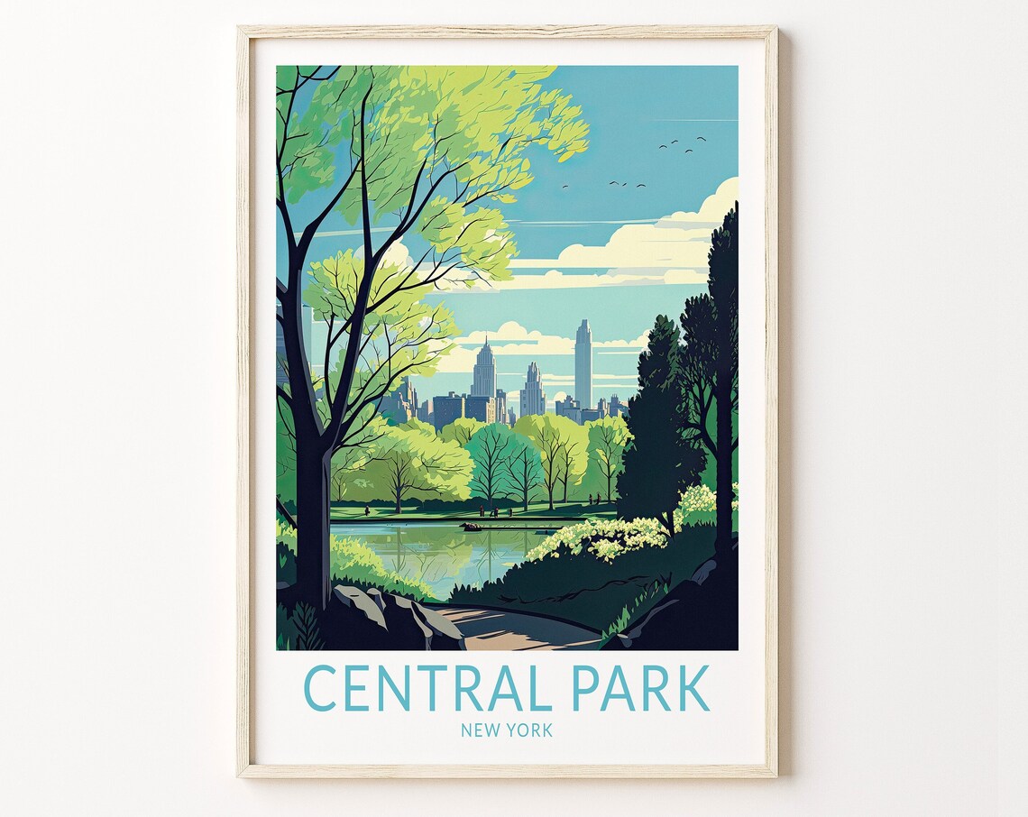 New York Central Park Travel Poster, Manhattan Art Print