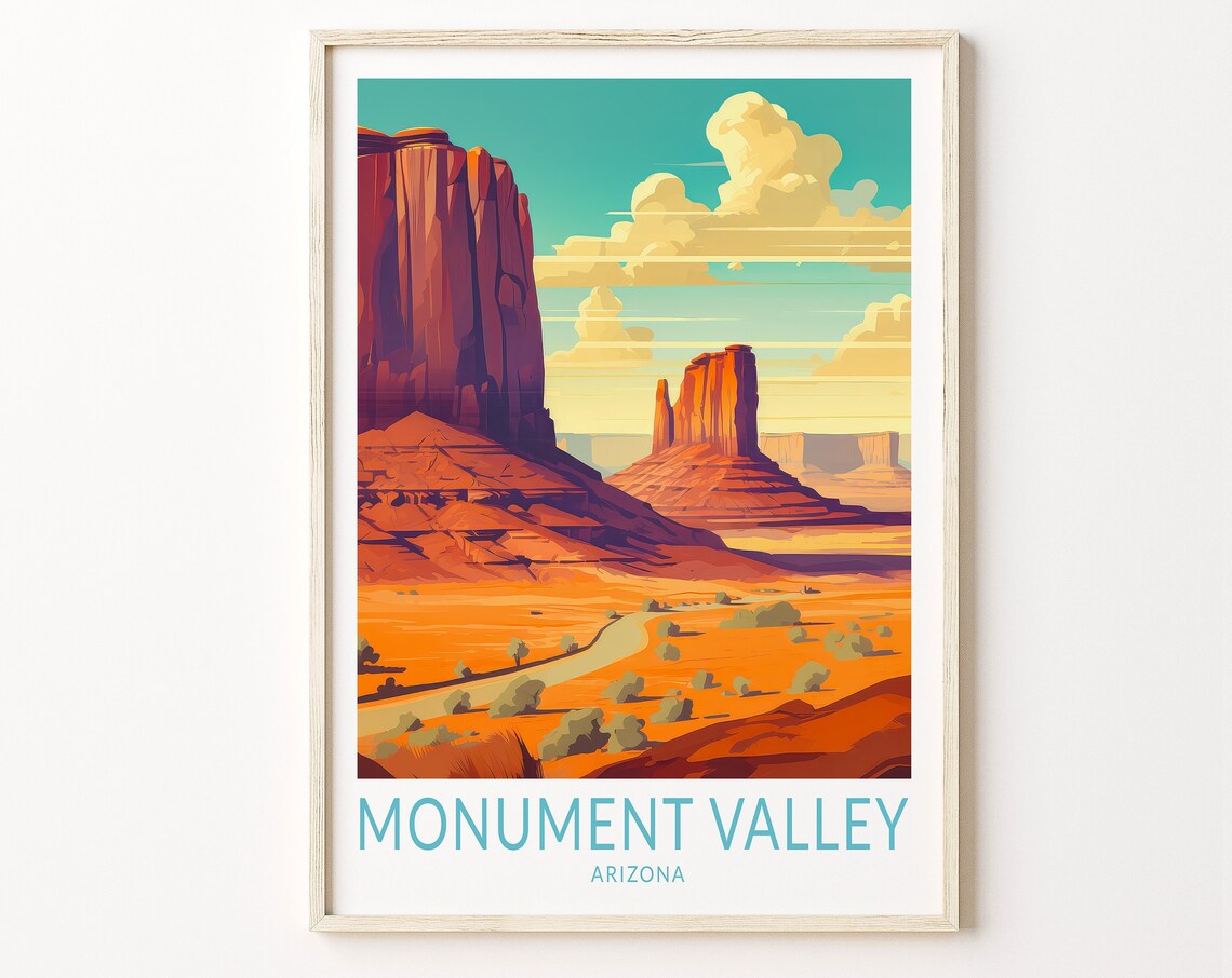 Monument Valley Arizona Sunset Desert Buttes Travel Art Poster